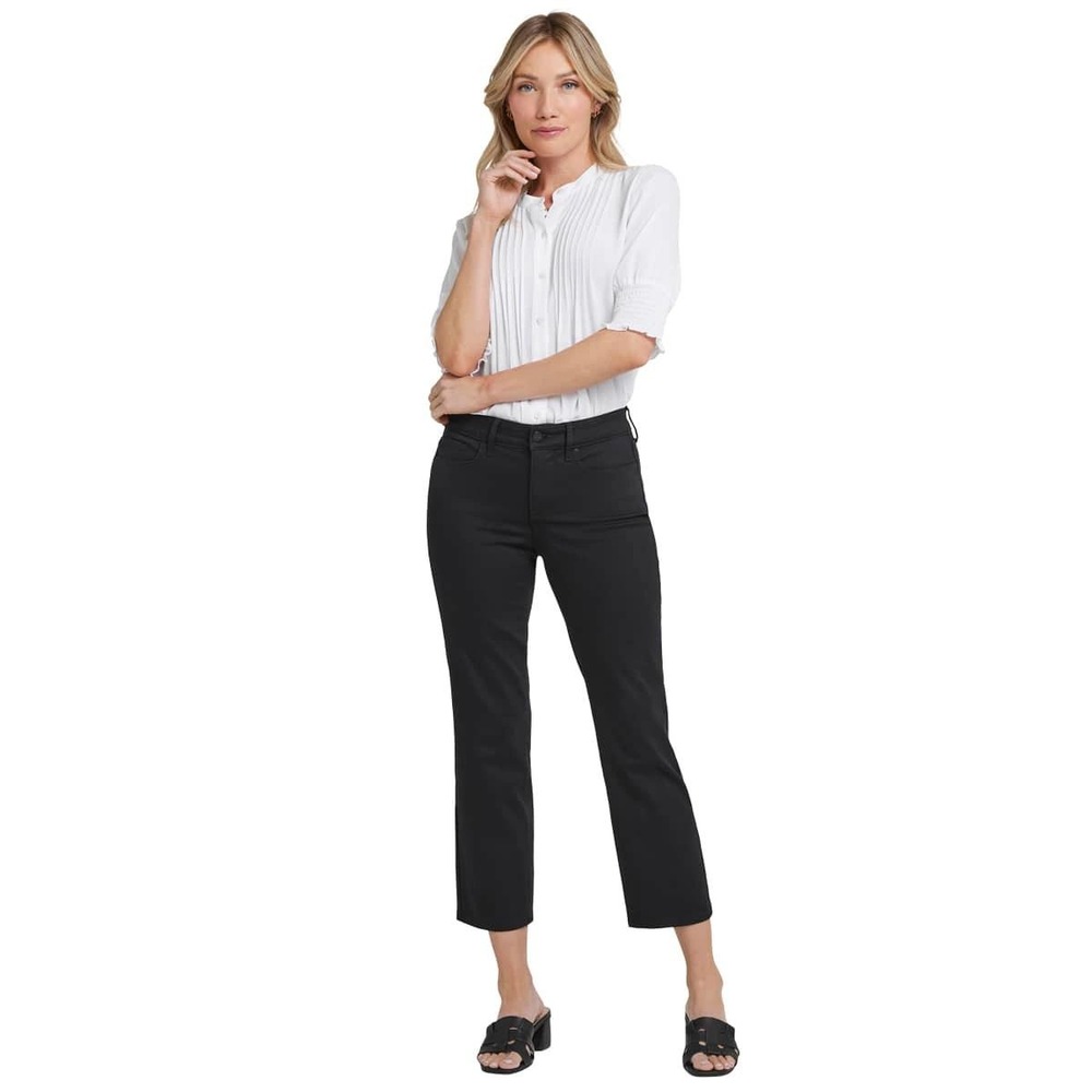 NYDJ Womens‎ Marilyn Straight Ankle Jeans Size 6 Black Cropped Raw Hem Lift Tuck